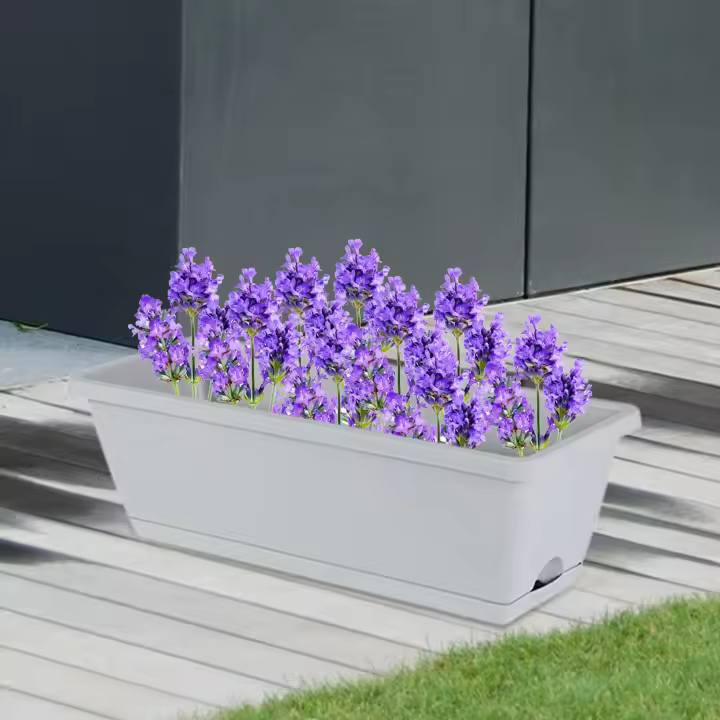 2 Piezas De Macetas Rectangulares Para Ventanas Con Agujeros Para Drenaje Decoración De Jardín Exterior Macetas Para Plantas En Casa - 1