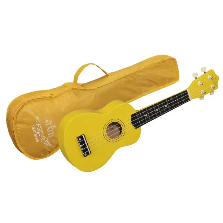 Ukelele Soprano ROCKSTAR MUSIC -  Maui SUNNYW 21" Amarillo con Funda – Instrumento Musical para Principiantes y Adultos, Clavijeros Precisos, Cuerpo de Madera, Sonido Brillante - 1