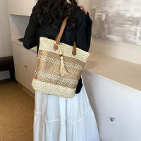 Bolso De Hombro De Paja Para Mujer De Verano De Alta Calidad Bolso De Viaje Hecho a Mano Gran Capacidad De Bolsas De Playa Estilo De Cesta Con Cierre De Cremallera - details 4
