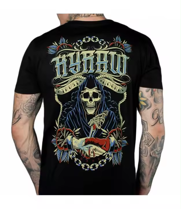 Camiseta Manga Corta Hombre Negra Trust No One HYRAW SP24-M06 - 1
