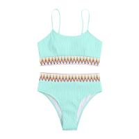 Bikini De Verano Para Mujer Estilo Playa Moda Elegante Con Cintura Alta Y Efecto Delgado Dos Piezas Color Bloqueado Conjunto De Baño Con Suspensión - details 35