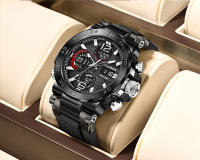 Reloj De Pulsera LIGE Para Hombre Resistente Al Agua Con Pantalla Dual LED Y Luminosidad Deportivo De Outdoor Y Business Cronógrafo Cuarzo De Moda - details 14