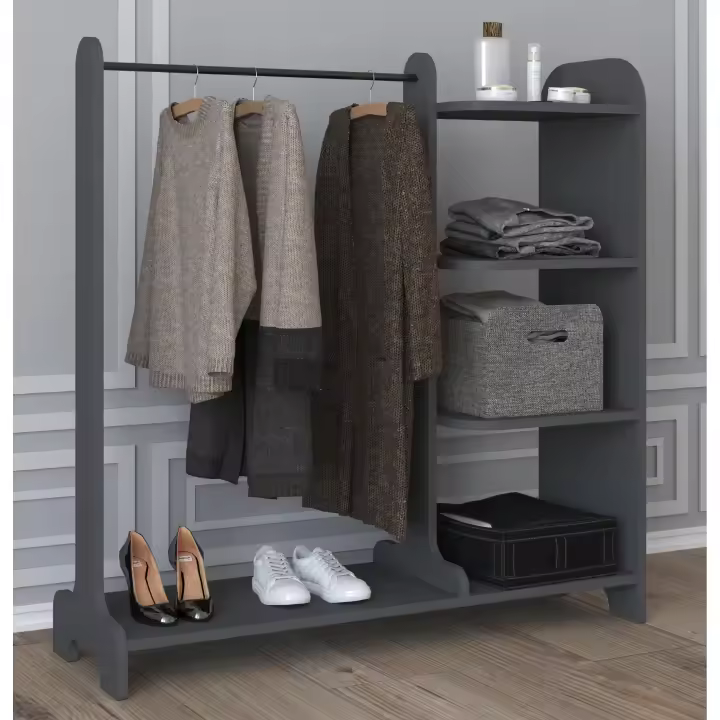 Armario abierto de madera vestidor perchero armario barra de colgar Lempu H. 110 cm Armario abierto de madera vestidor perchero armario barra de colgar Lempu H. 110 cm - 1