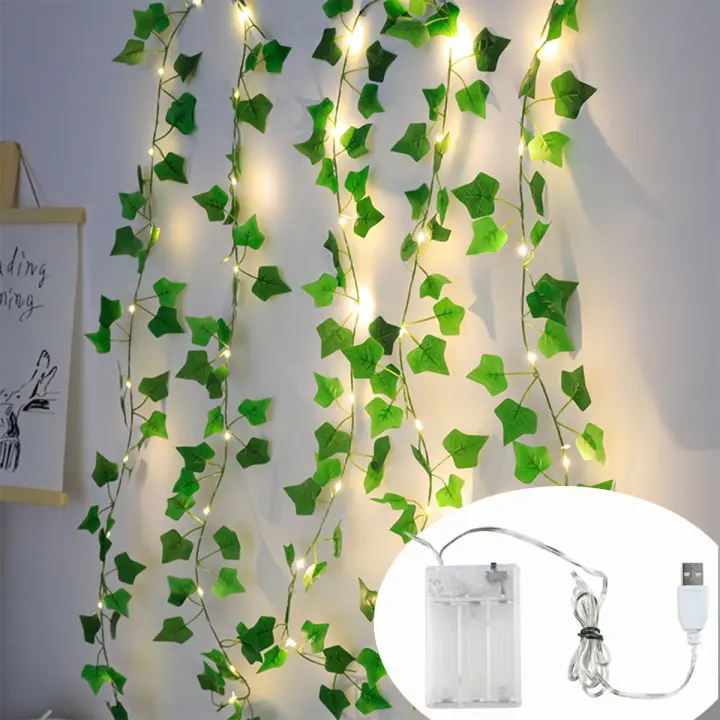 Luces De Ivy Vine Con Hojas Y Flores USB Y Alimentadas Por Batería Para Decoración De Fiestas Bodas Habitaciones Jardines - 1