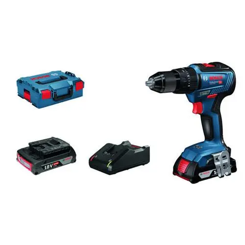 Taladro percutor BOSCH 2 baterias + cargador GSB 18v-55 - 1