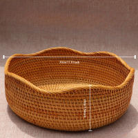 Cesta De Almacenamiento Hecha a Mano En Rattan Material Tejido Estilo Retro Para Frutas Y Agua Decorativa Cesta De Bambú Para El Hogar - details 7