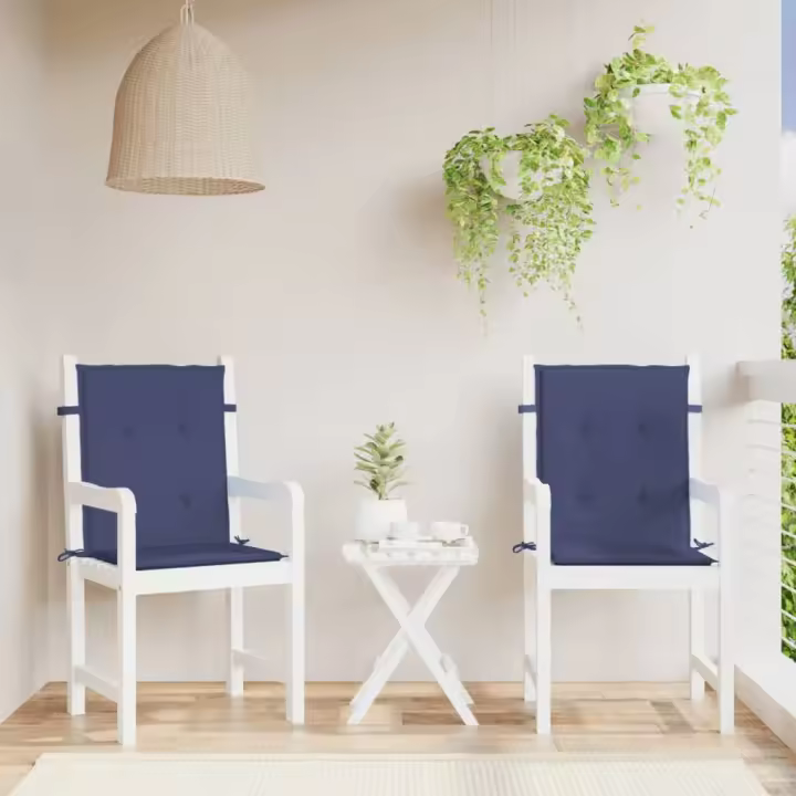 vidaXL Cojines para silla con respaldo bajo 2 uds tela azul marino - 1