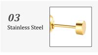 Pendientes De Estilo Clásico Para Mujer Y Hombre Con Zirconia Brillante Y Cuentas Redondas Acero Inoxidable 16G 3-8mm - details 2