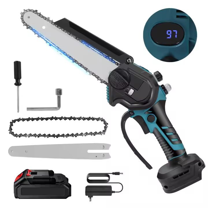 Motosierra eléctrica sin escobillas para carpintería, herramientas de corte de jardín para batería Makita de 18V, 8 pulgadas,Función de inyección automática de aceite lubricante - 1