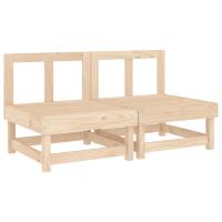 vidaXL Sofás centrales de jardín 2 uds madera maciza de pino Pino natural, Pino blanco, Pino gris Conjunto Terraza Muebles Jardín Exterior Juego de Muebles de jardín Mueble Jardín Exterior Muebles de Salon Exterior - details 1