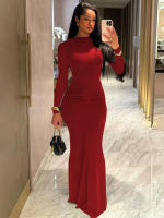 Vestido Largo De Manga Completa Elegante Dulzura Para Mujer Ruched Bodycon Sencillo De Fiesta Noche Y Cocktail Y2K Polyester Spandex - details 18