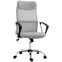 HOMCOM Silla de Oficina de Malla Silla de Escritorio Giratoria con Altura Ajustable Función de Basculante Respaldo y Asiento Transpirable Carga 120 kg para Estudio Gris Claro - details 0