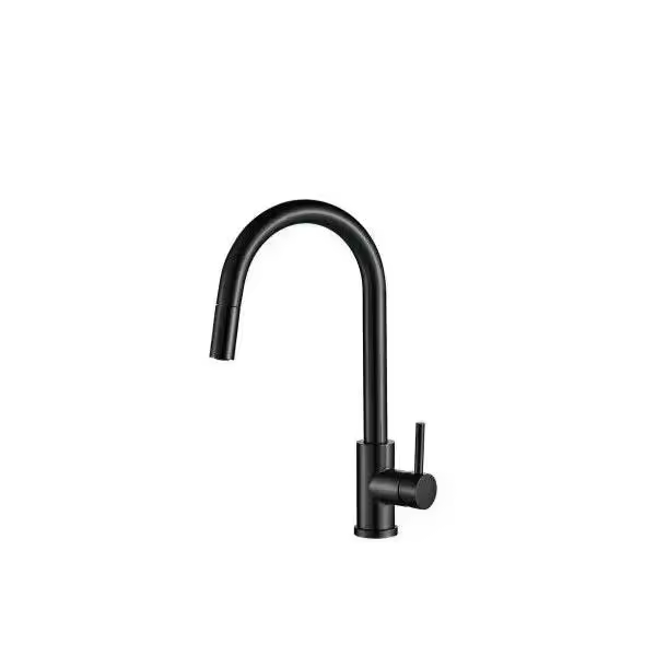VALAZ Parana Grifo para cocina extensible de maneta monomando y caño giratorio color negro mate - 1