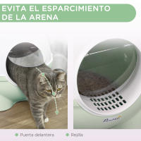 PawHut Arenero para Gatos con Cubierta Desmontable Caja de Arena para Gatos de Plástico con Pala Carga 4 kg 53x51x48 cm Verde - details 3