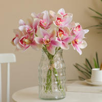 6Pcs/Lot Flores Artificiales De Seda Orchid Magnolia Cymbidium Para Decoración De Casa Fiesta De Primavera Y Bodas - details 3