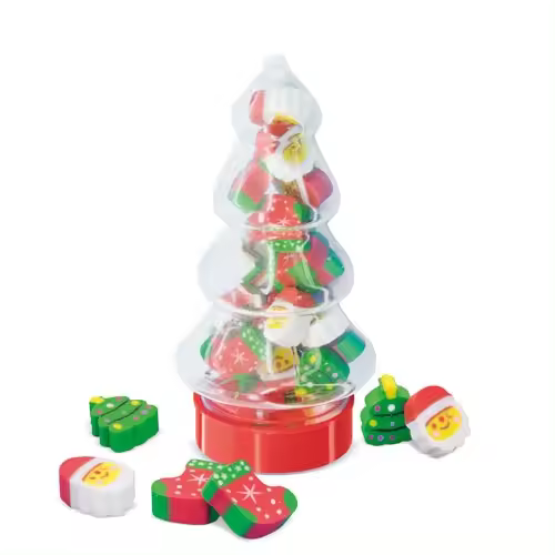 Lote de  24 Sets de gomas Navideño  FIR TREE" - Regalos Infantiles Navidad - Detalles para Navidad colegios guarderías niños niñas infantiles - 1