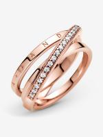 Pandora - Anillo triple con pavé Cruzado-Baño de Gold Rose de 14 K - details 1