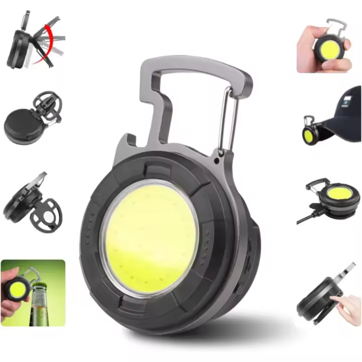 Mini linterna LED COB, luz de trabajo portátil, llavero pequeño, linterna impermeable, linterna LED recargable, abridor de botellas para acampar, iluminación de emergencia, taller - 1