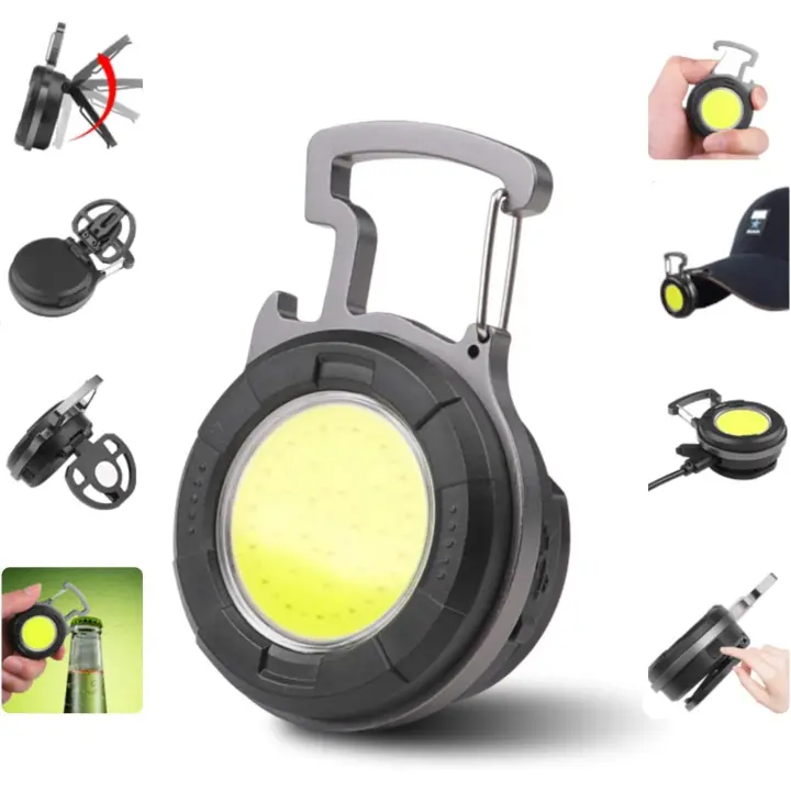 Mini linterna LED COB, luz de trabajo portátil, llavero pequeño, linterna impermeable, linterna LED recargable, abridor de botellas para acampar, iluminación de emergencia, taller - 1