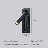 Lámpara De Pared Moderna Y Sencilla Para Habitación De Hotel Dormitorio Estudio Lectura Protección Ocular Rotativa LED Metal Negro Y Blanco - details 6