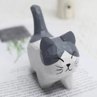 Adorno De Gato De Madera Hecho a Mano Ornamento De Animal Creativo Para Escritorio Decoración De Artesanía Tamaño Pequeño - details 11