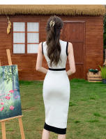 Vestido De Encaje REALEFT Para Mujer Estampado De Verano Sin Mangas Cuello En O Vestido De Tubo Ajustado Rodado De Rodilla Estilo Vintage - details 6