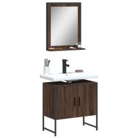 vidaXL Set de muebles de baño 2 pzas madera de ingeniería en color Roble Sonoma/Gris sonoma/Marrón roble y más | almacenamiento funcional diseño moderno para baño dormitorio sala - details 2