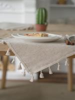 Mantel Rectangular De Lino Universal Para Todas Las Estaciones Color Sólido Beige Con Borde Vintage Para Decoración De Boda Y Cocina Estilo Rústico - details 6