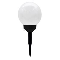 Pincho solar  KIRA en color NEGRO con tulipa de bola en color blanco. Realizado en policarbonato, posee tecnología LED INTEGRADO, 50 lúmenes y una temperatura de luz de 5000K, blanco frío. Pequeño panel solar oculto con sensor crepuscular. - details 0