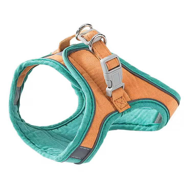 Juego De Correa Y Arnes Para Gato Estampado Anti-R Rompedor Con Collar Chaleco Antirrompible Para Entrenamiento Y Caminar Para Perros Y Gatos Material De Tela De Gamuza - 1