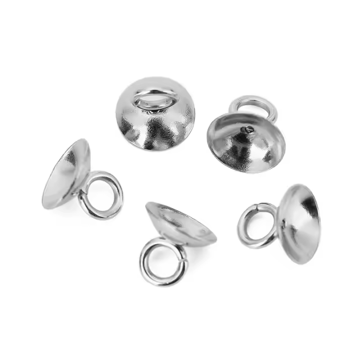 30pcs Colgante De Perla Conector Bail De Acero Inoxidable Para Bricolaje De Joyería Accesorios De Capuchones De Cuentas Metálicas - 1