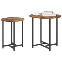 Mesa Lateral vidaXL 2 pcs Madera de Roble Ahumada, Madera Ingenierizada y Metal - details 2
