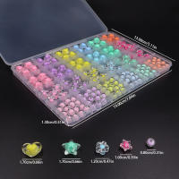 Kit De Bolas De Cabello En Forma De Corazón Y Estrella Acrílicas Para DIY Joyería Hechas a Mano Colores Macarón 177 Piezas - details 4