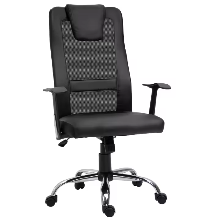 Vinsetto silla de oficina silla giratoria silla ejecutiva de altura regulable silla de escritorio ergonómica PU negro 66 x 73 x 108-118 cm - 1