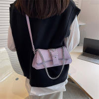 Bolso De Hombro PU Cuero Pequeño Para Mujer Color Sólido Con Cadena Vintage Lujo Monedero Bandolera De Moda Para Dama - details 2
