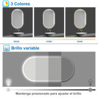 AICA Espejo de baño LED 450 x 750 mm, ovalado, antivaho, luminosidad regulable - details 1