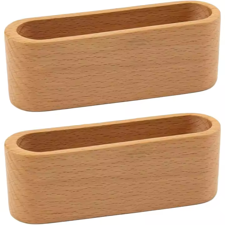 Paquete de 2 tarjeteros de madera para escritorio, para mesa de oficina - 1