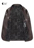 Chaqueta De Cuero Para Hombre 2025 Corte Ajustado Moda De Alta Calidad Chaqueta De Moda Para Otoño E Invierno Con Cierre De Un Solo Botón - details 9