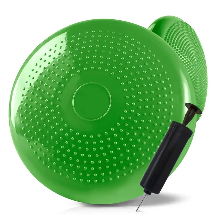 Ociodual Cojín Hinchable Verde Disco con Bomba Goma PVC para Fitness Yoga Pilates Coordinación Rehabilitación Equilibrio - 1