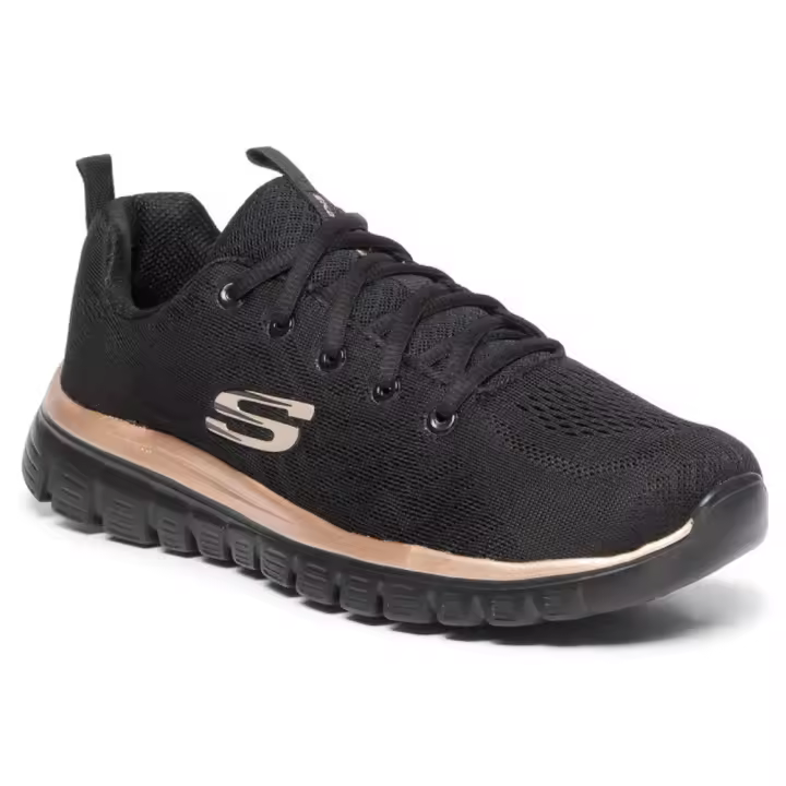 Zapatillas Skechers Get Connected Negro Dorado 12615-Bkrg Casual Mujer - 1