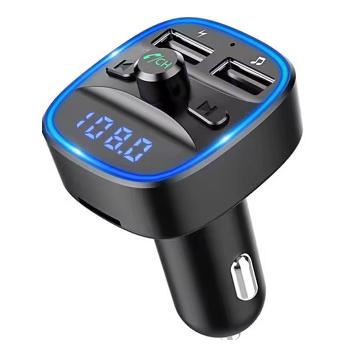 Transmisor FM Bluetooth para Automóvil, adaptador de radio Transmisor Bluetooth para radio automática, control de Frecuencia, 2 Puertos USB, Tarjeta SD integrada, USB Memorias - 1