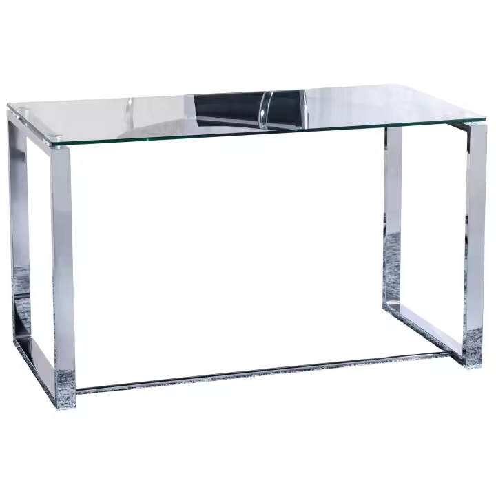 Mesa despacho o estudio de cristal translúcido y patas cromadas 50x100x75 cm - 1