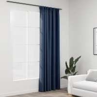 vidaXL Cortina Opaca con Ganchos Look de Lino 290x245 cm Ventana Color Amarillo,  Azul,  Beige y mas - details 1