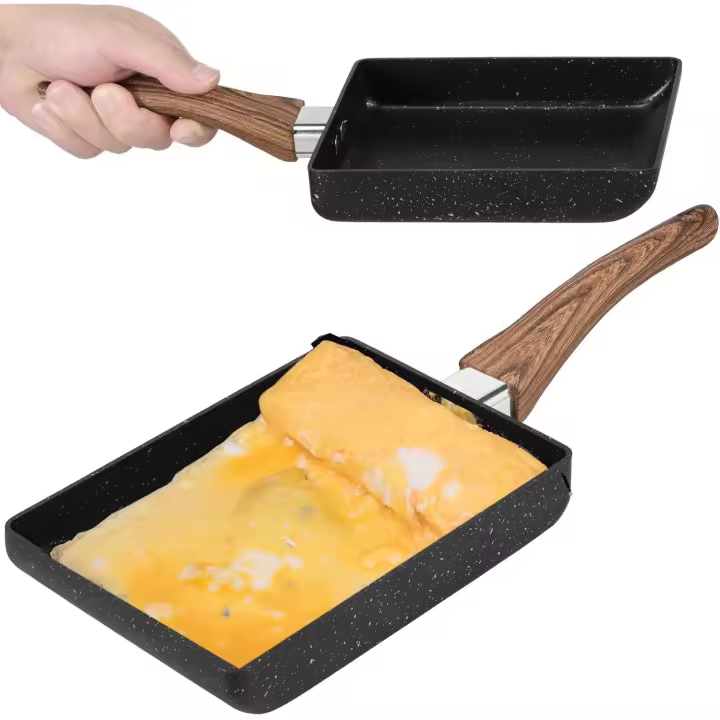 Sartén antiadherente para tortilla japonesa de 7 x 6 pulgadas, rectangular, apta para lavavajillas, cuadrada - 1