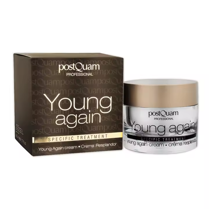 PostQuam - Crema Facial Antiedad Young Again - Tratamiento Antiarrugas con Acción Regeneradora, Reafirmante, Hidratante y Antioxidante - Contiene Germen de Trigo, Aloe Vera, Vitaminas A y E, Provitamina B5 y Ácido Salicílico - 50 ml - 1