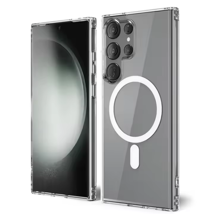 Funda De Teléfono Magnética Transparente De Lujo Para Samsung Galaxy S24 Ultra S23 FE S22 plus Compatible Con Magsafe Carga Inalámbrica Resistente a Golpes Y Choques - 1