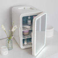 Flamingueo Mini Nevera Habitacion Espejo LED 10 Litros Nevera Pequeña 12V/220V Enfriar y Calentar Nevera Cosmeticos Portatil Enchufe Coche y Corriente Nevera Skincare Mini Nevera Maquillaje Nevera Pequeña Habitacion - details 0