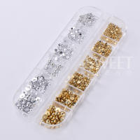 12Grillas De Perlas De Acrílico En Oro Y Plata Combos De Colores Metálicos Para Uñas Adornos Planos Y Semirredondos Para Joyería De Manicura Accesorios De Belleza - details 2