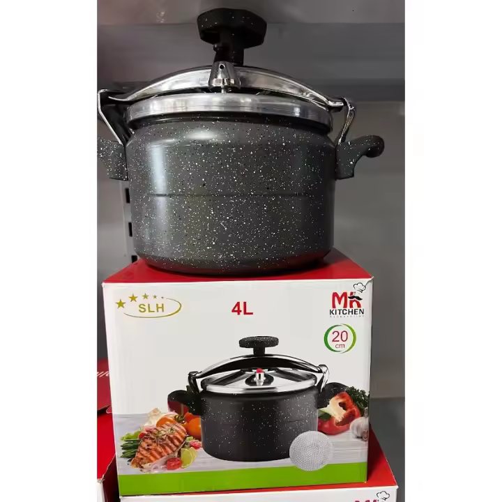 Enlatador de pressão preto , panela de pressão de liga de alumínio, à prova de explosão,  granito 4L 6L 8L 10L - 1