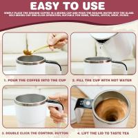 Taza de café automática recargable portátil, licuadora eléctrica de acero inoxidable con agitación magnética, taza autoagitadora para muchas bebidas - details 3